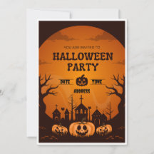 Einladung von Orange & Black Halloween-Party