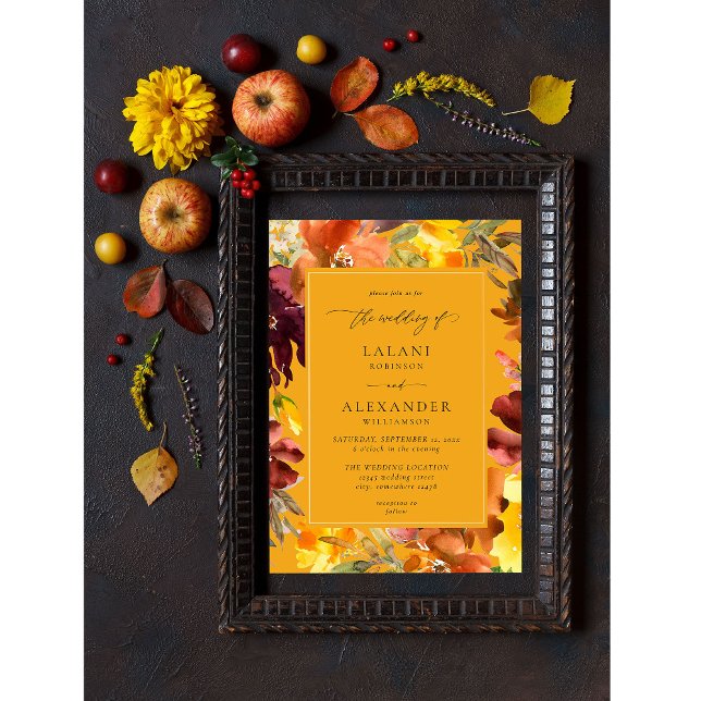 Einladung von Orange & Yellow Fall Floral Wedding  (Von Creator hochgeladen)
