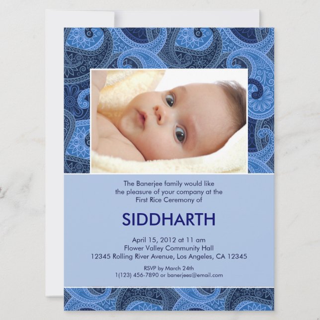 Einladung von Paisley Annaprashan (First Rice) (Vorderseite)