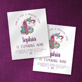 Einladung von PAPER Unicorn Kid zum Geburtstag Flyer