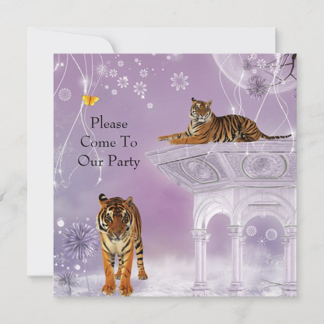 Einladung von Party Tigers in der Blumenwelt (Vorderseite)