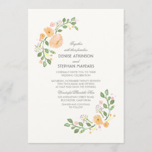 Einladung von Peach floral Wedding