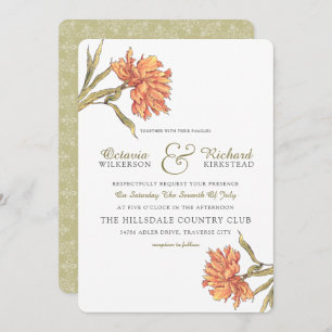 Einladung von Peach Peony Floral Wedding