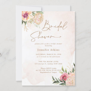 Einladung von Peony and Gold Blume Bridal Dusche