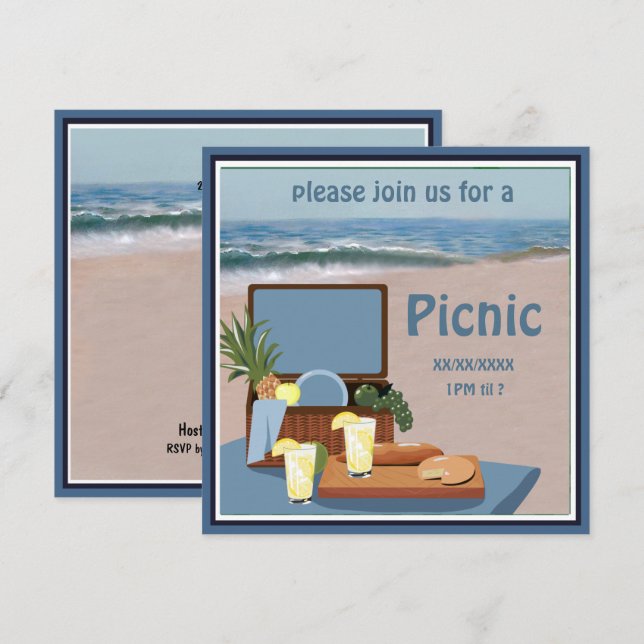 Einladung von Picnic Basket Beach (Vorne/Hinten)