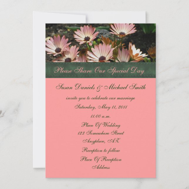 Einladung von Pink African Daisies Floral Wedding (Vorderseite)