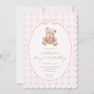Einladung von Pink Beary zum ersten Geburtstag