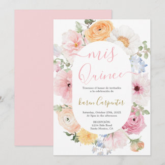 Einladung von Pink Floral Quinceanera