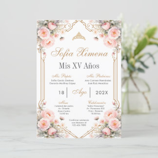 Einladung von Pink Floral Quinceanera