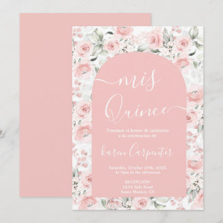 Einladung von Pink Floral Quinceanera