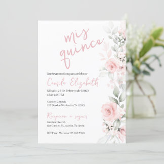 Einladung von Pink Floral Quinceñera