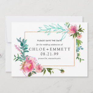 Einladung von Pink Peony Floral Save the Date