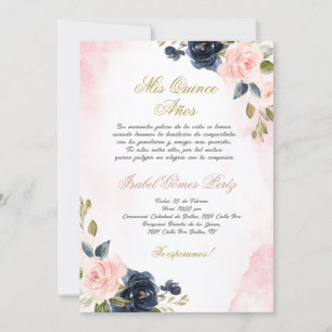 Einladung von Pink Rose Quinceanera ins Spanische