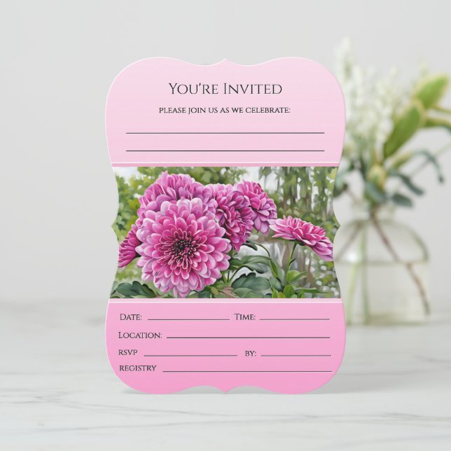 Einladung von Pink und Hübsch Floral Bridal (Stehend Vorderseite)