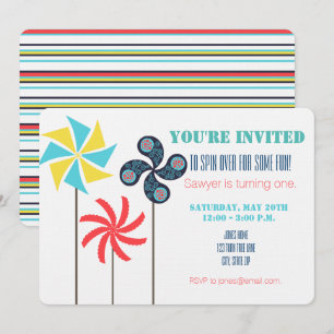 Einladung von Pinwheel Themed Birthday - farbenfro