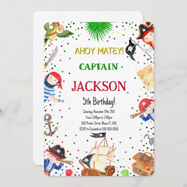 Einladung von Pirate Birthday (Vorne/Hinten)