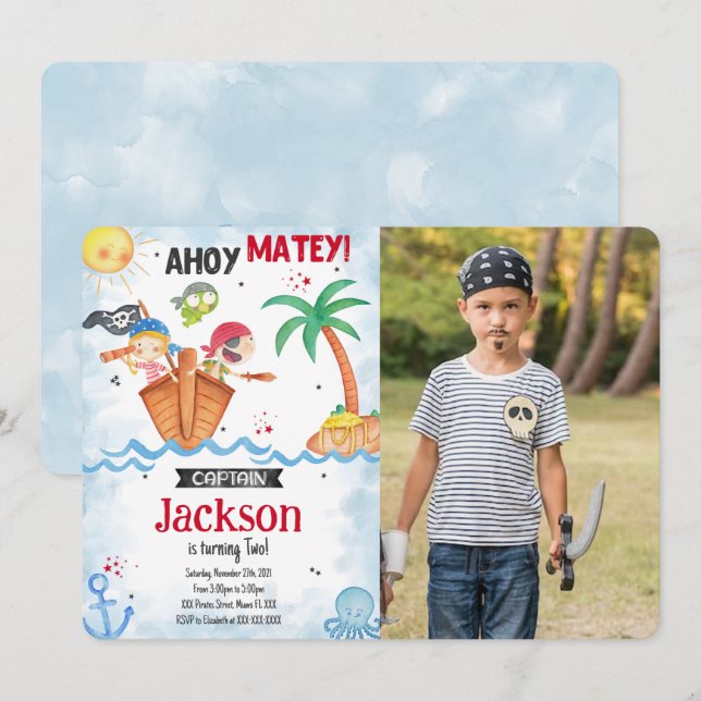 Einladung von Pirate Foto (Vorne/Hinten)