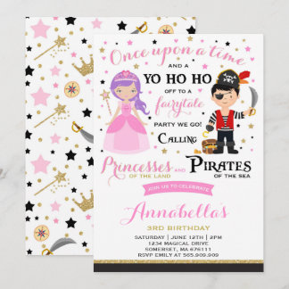 Einladung von Princess und Pirate zum Geburtstag