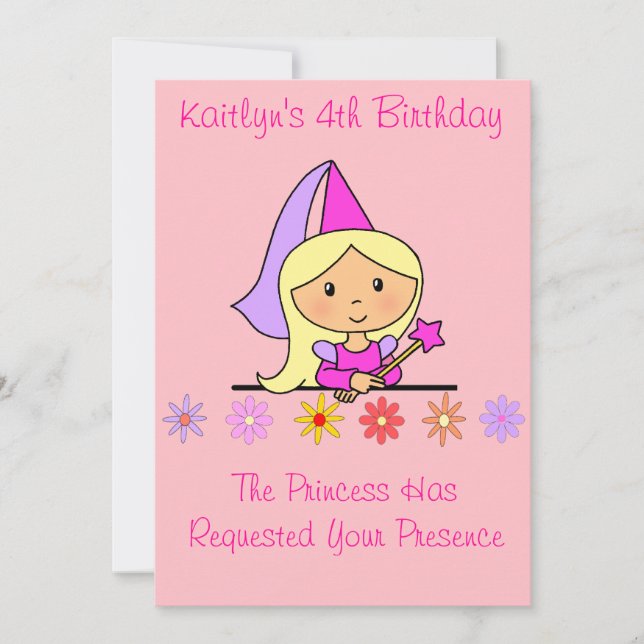 Einladung von Prinzessin Birthday (Vorderseite)