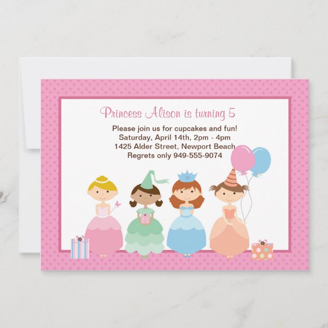Einladung von Prinzessin Birthday Party (Vorderseite)