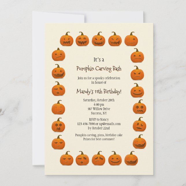 Einladung von Pumpkin Faces (Vorderseite)