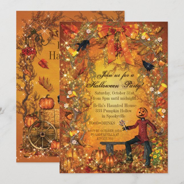 EINLADUNG VON PUMPKIN-HALLOWEEN-PARTY (Vorne/Hinten)