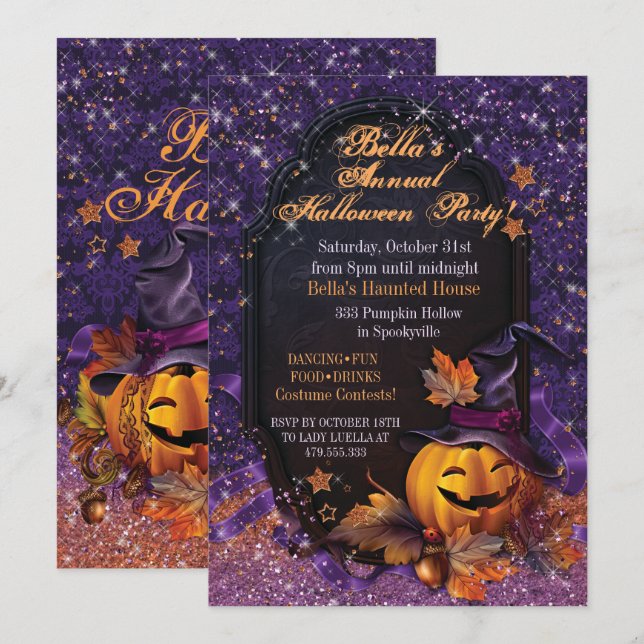 EINLADUNG VON PUMPKIN-HALLOWEEN-PARTY (Vorne/Hinten)