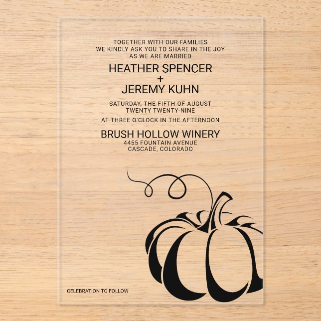 Einladung von Pumpkin Spice Hochzeit (Vorderseite)