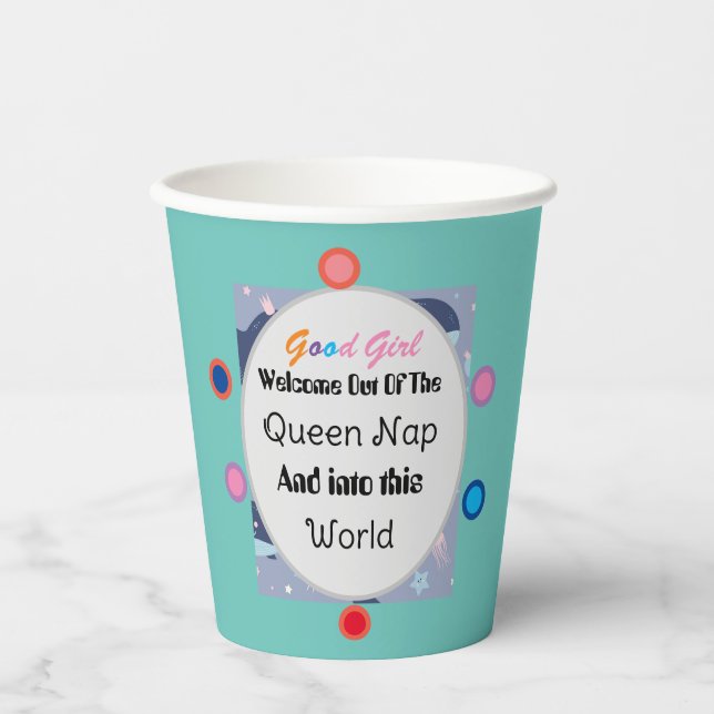 Einladung von Queen Nickerchen Baby Shower Pappbecher (Vorderseite)