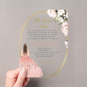 Einladung von Quinceanera-Acryl auf Spanisch