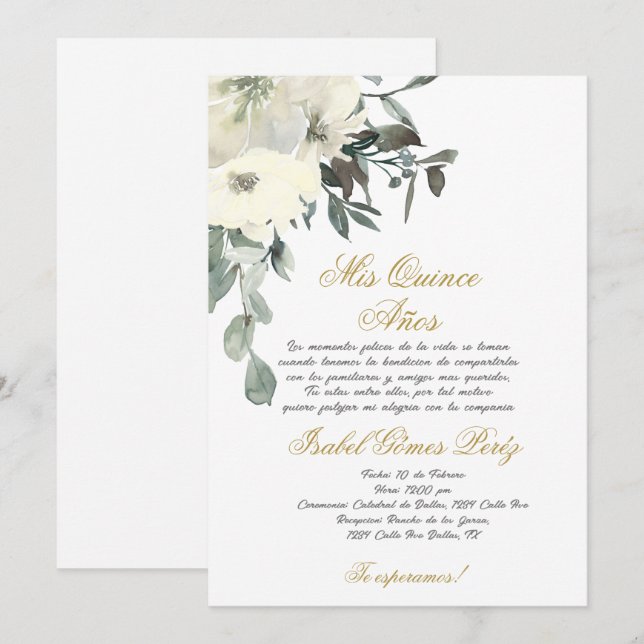 Einladung von Quinceanera auf Spanisch (Vorne/Hinten)