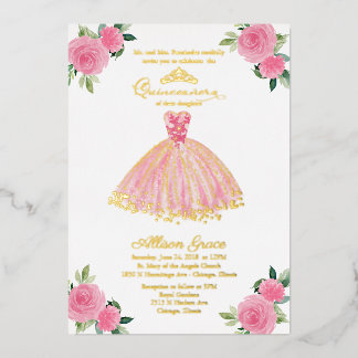 Einladung von Quinceanera Blumen Hot Pink Gown