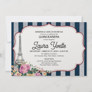 Einladung von Quinceañera, Paris-Thema, Eiffelturm