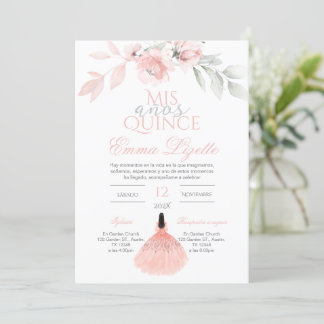 Einladung von Quinceñera in Spanisch Rosa