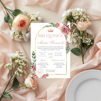 Einladung von Quinceñera in Spanisch Rosa
