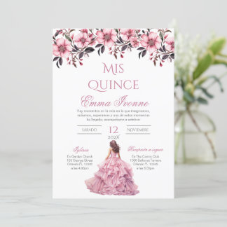 Einladung von Quinceñera in Spanisch Rosa
