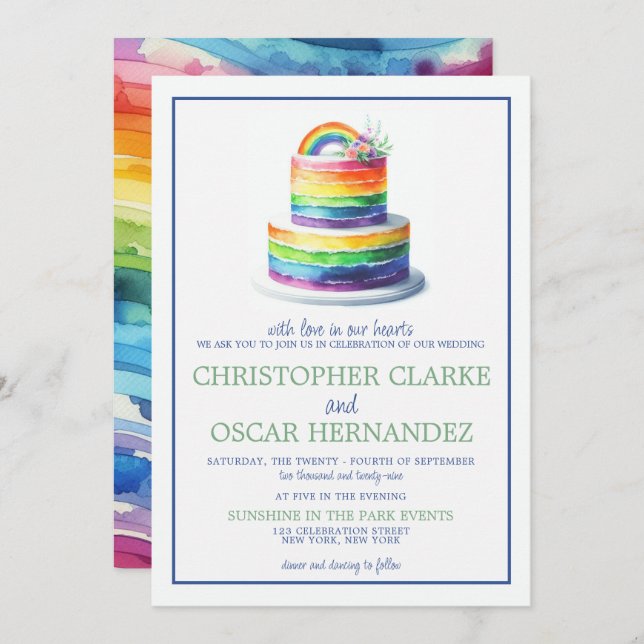 Einladung von Rainbow Cake Wedding (Vorne/Hinten)