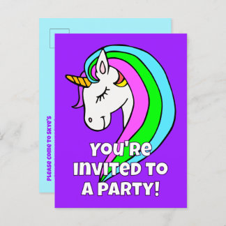 Einladung von Rainbow Unicorn Postkarte