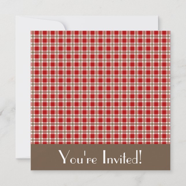 Einladung von Red and Brown Gingham (Vorderseite)