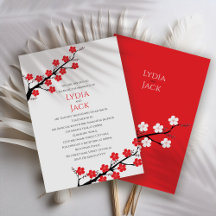 Einladung von Red Cherry Blossom Themed Weditation
