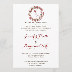 Einladung von Red Cranberry Wreath Wedding