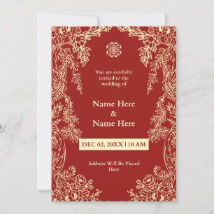 Einladung von Red Floral Simple Wedding