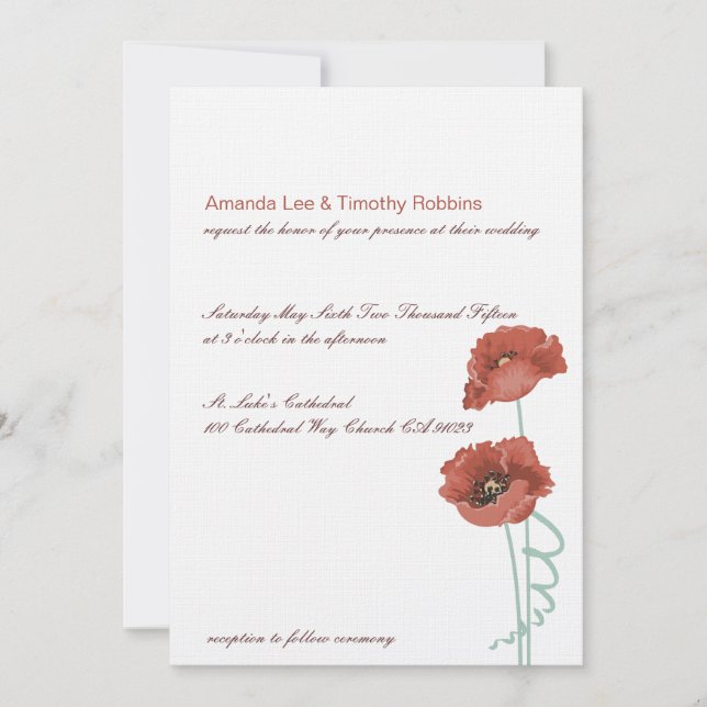 Einladung von Red Peonies (Vorderseite)