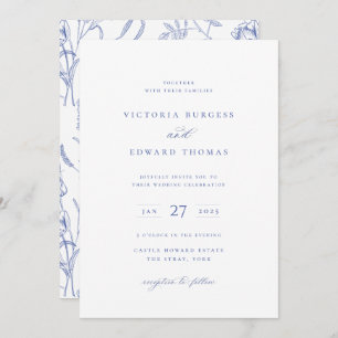 Einladung von Regency Blue Floral Wedding