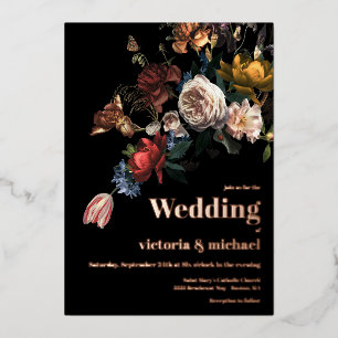 Einladung von Rembrandt Dark and Moody Floral Foil