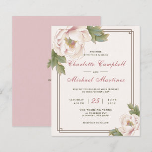 Einladung von Retro Blush Peony Floral Wedding