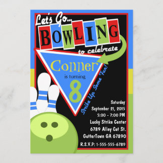 Einladung von Retro Bowling Birthday Party