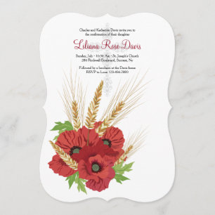 Einladung von Roten Anemonen und Weizen