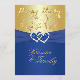 Einladung von Royal Blue and Gold Floral Wedding