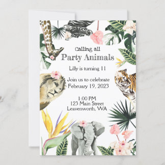 Einladung von Safari Animal Birthday Party